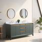 72 Inch Double Sink Bathroom Vanity in Vintage Green with Marble Countertop - Vanity Art VA8072-DVG