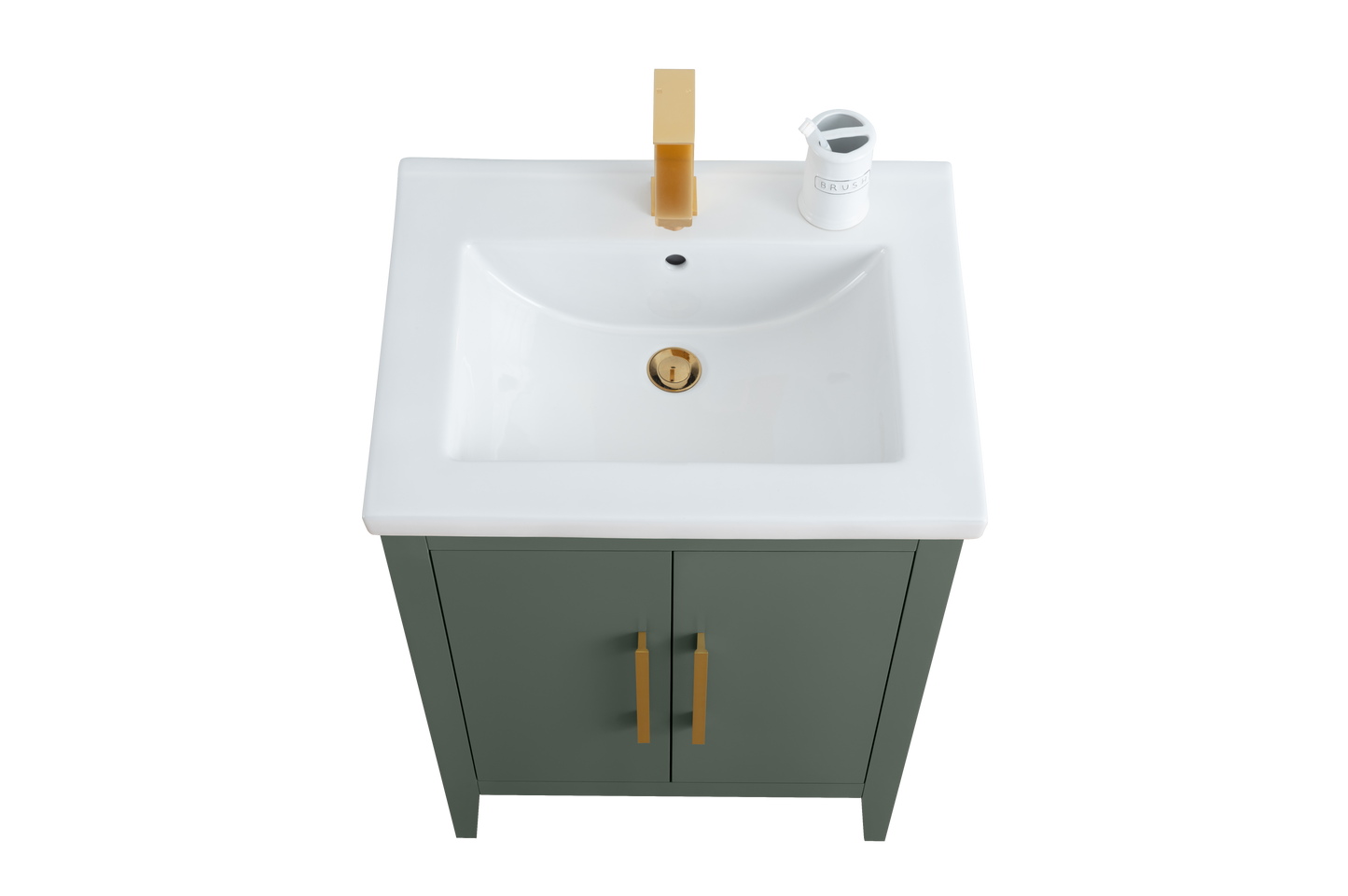 24 Inch Single Sink Bathroom Vanity in Vintage Green with Ceramic Top - Vanity Art VA9024-VG