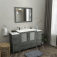 60 Inch Single Sink Bathroom Vanity in Gray with Ceramic Countertop - Vanity Art VA3036-60G