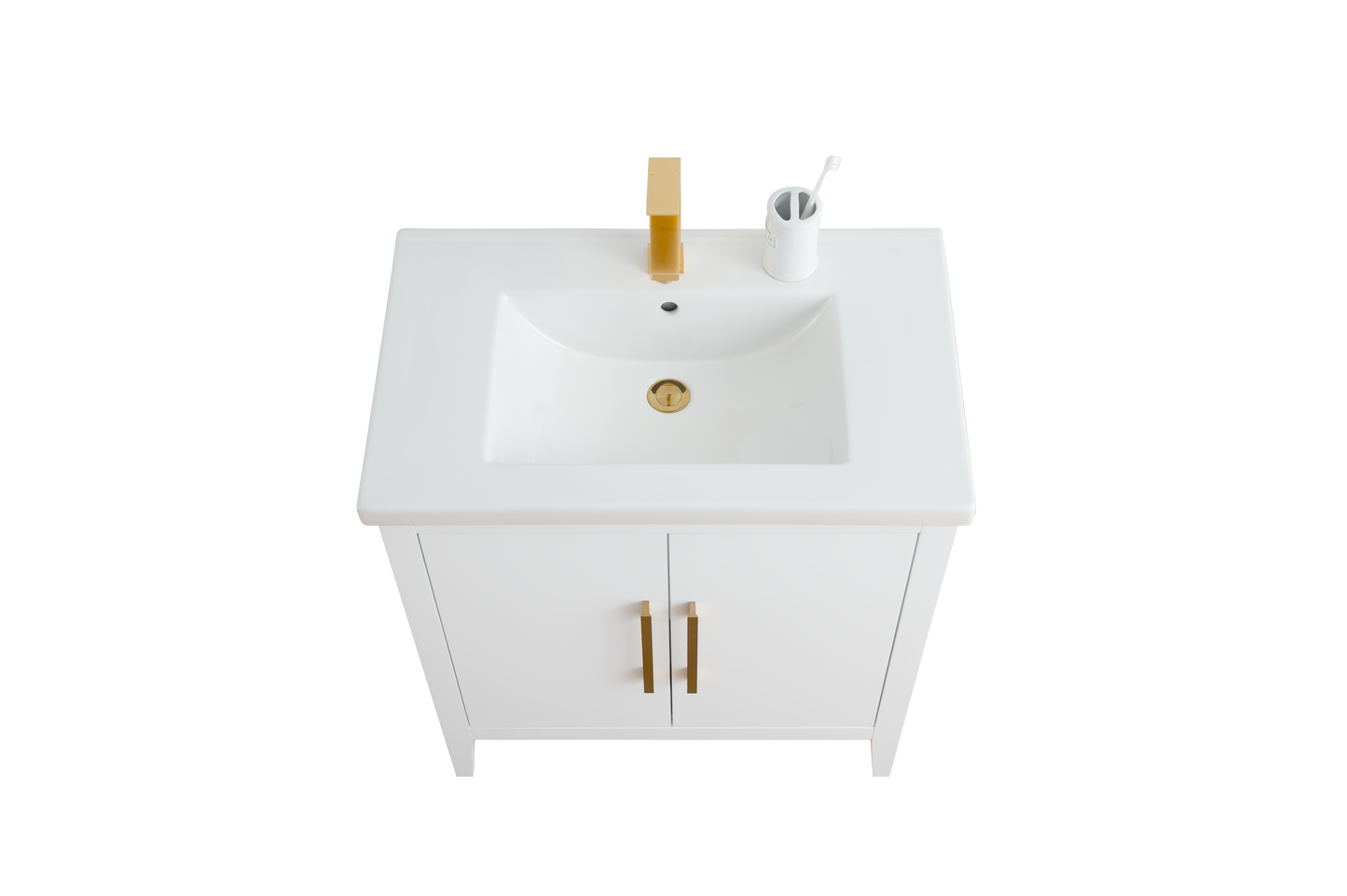 30 Inch Single Sink Bathroom Vanity in White with Ceramic Top - Vanity Art VA9030-W