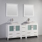 72 Inch Double Sink Bathroom Vanity in White with Marble Countertop - Vanity Art VA3130-72W