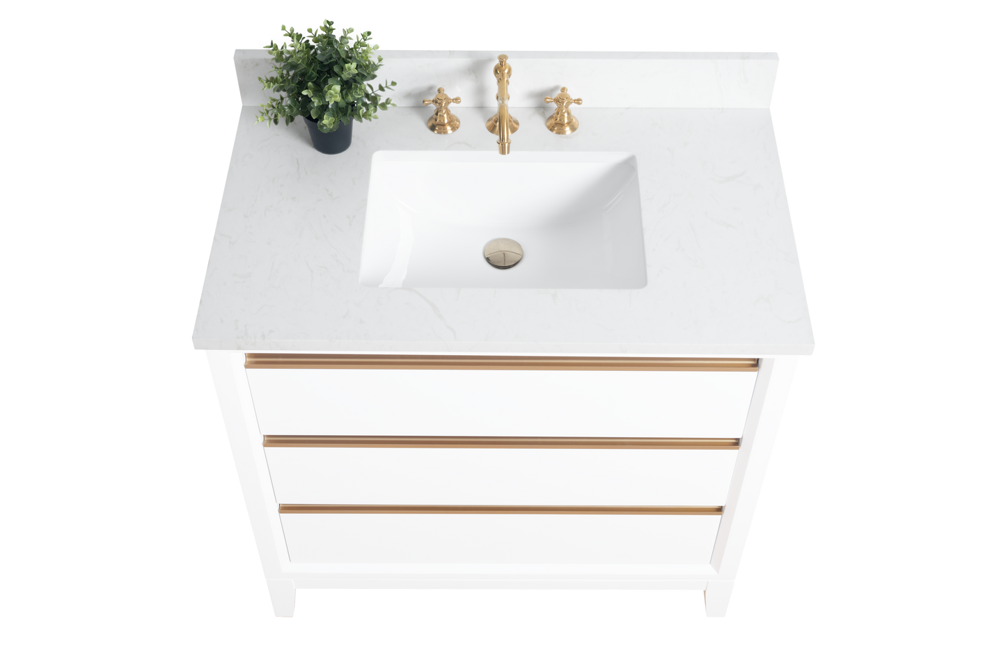 36 Inch Single Sink Bathroom Vanity in White with Marble Countertop - Vanity Art VA8036-W