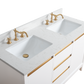 54 Inch Double Sink Bathroom Vanity in White with Marble Countertop - Vanity Art VA8054-DW