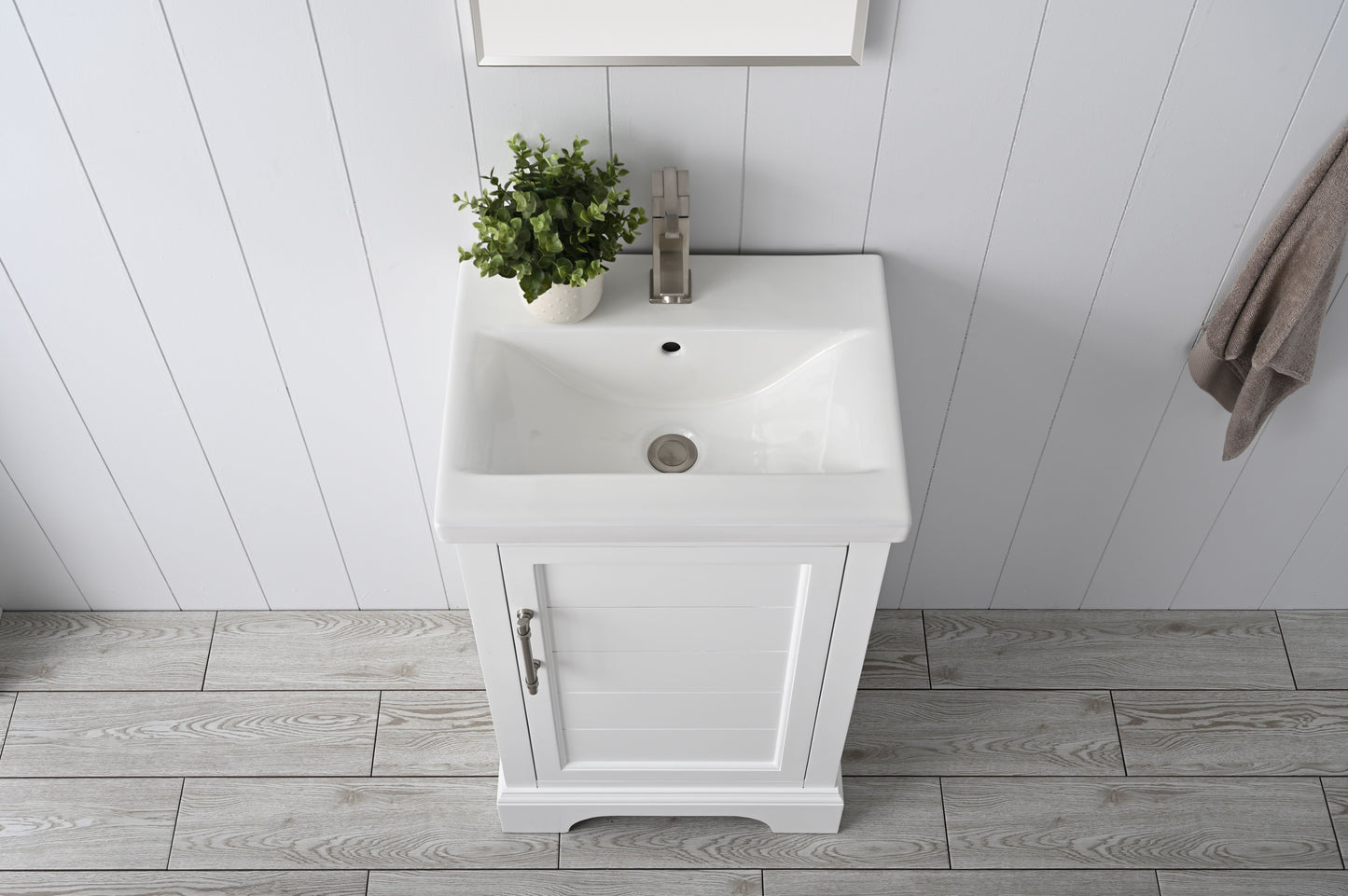 20 Inch Single Sink Bathroom Vanity in White with Ceramic Sink and Countertop - Vanity Art VA5020-W