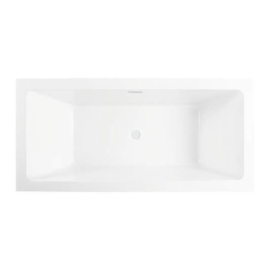 67 Inch Freestanding White Acrylic Bathtub with Overflow And Pop-Up Drain - Vanity Art VA6817-L-PW