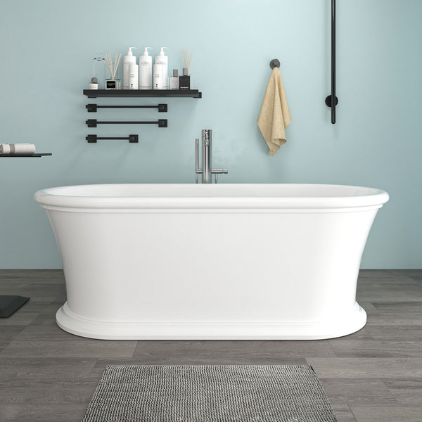 Freestanding Solid Surface Resin Matte Bathtub 61 Inch x 30.5 Inch - Vanity Art VA6916-MS