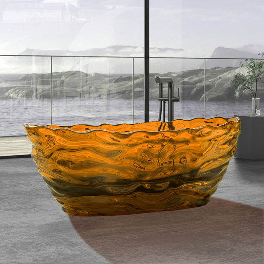 Freestanding Solid Surface Resin Bathtub 69 Inch x 29.5 Inch - Vanity Art VA6922-PC