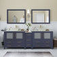 84 Inch Double Sink Bathroom Vanity in Blue with Marble Countertop - Vanity Art VA3136-84B