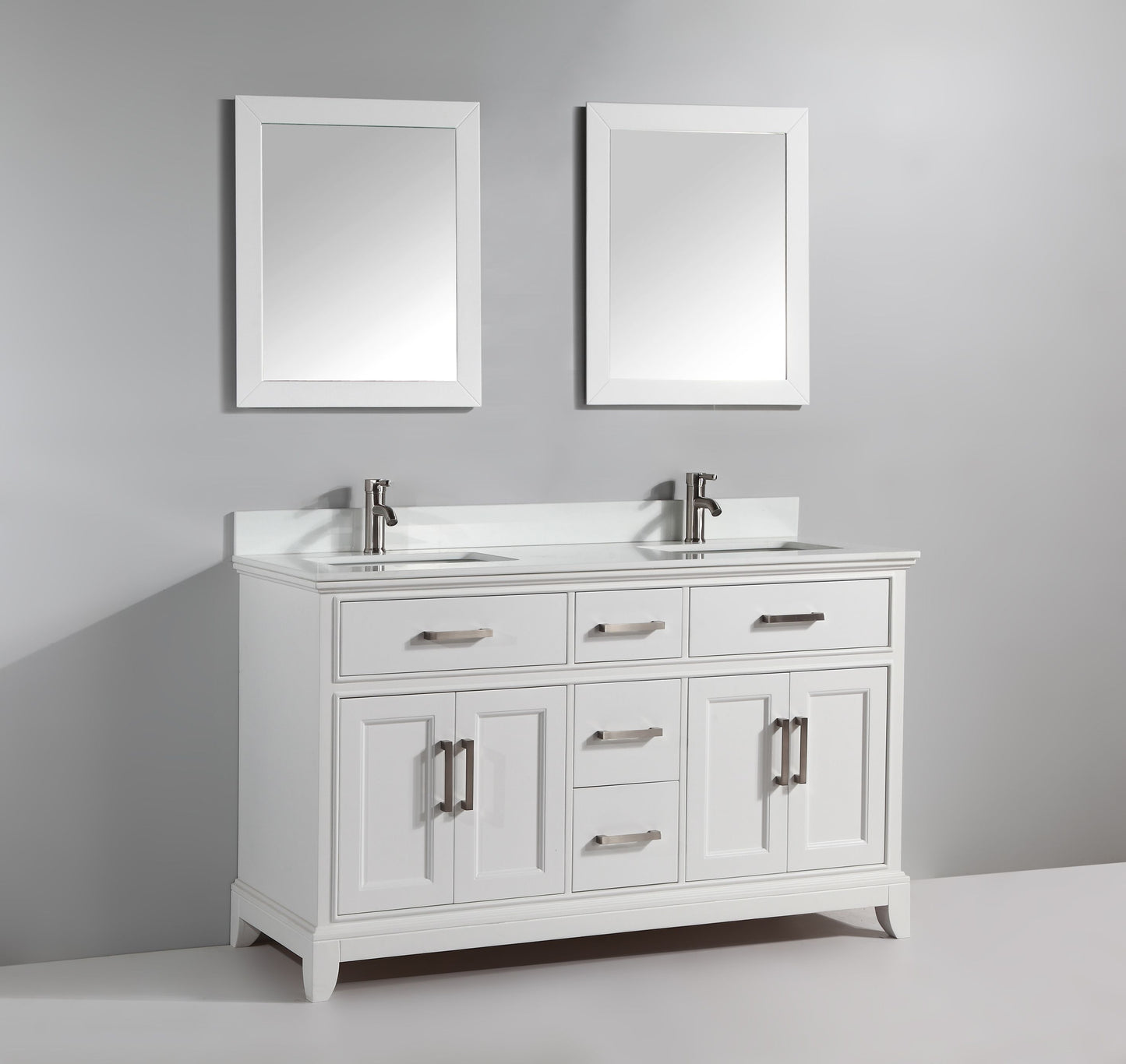 72 Inch Single Sink Bathroom Vanity in White with White Marble Countertop - Vanity Art VA1072DW