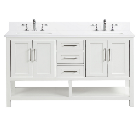 Santorini 60" Vanity Double Sinks Dove White (RA-VS6021D-DS)