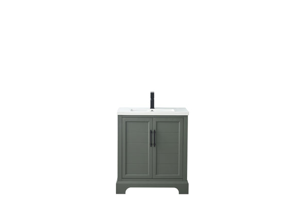 30 Inch Single Sink Bathroom Vanity in Vintage Green with Ceramic Sink and Countertop - Vanity Art VA5030-VG