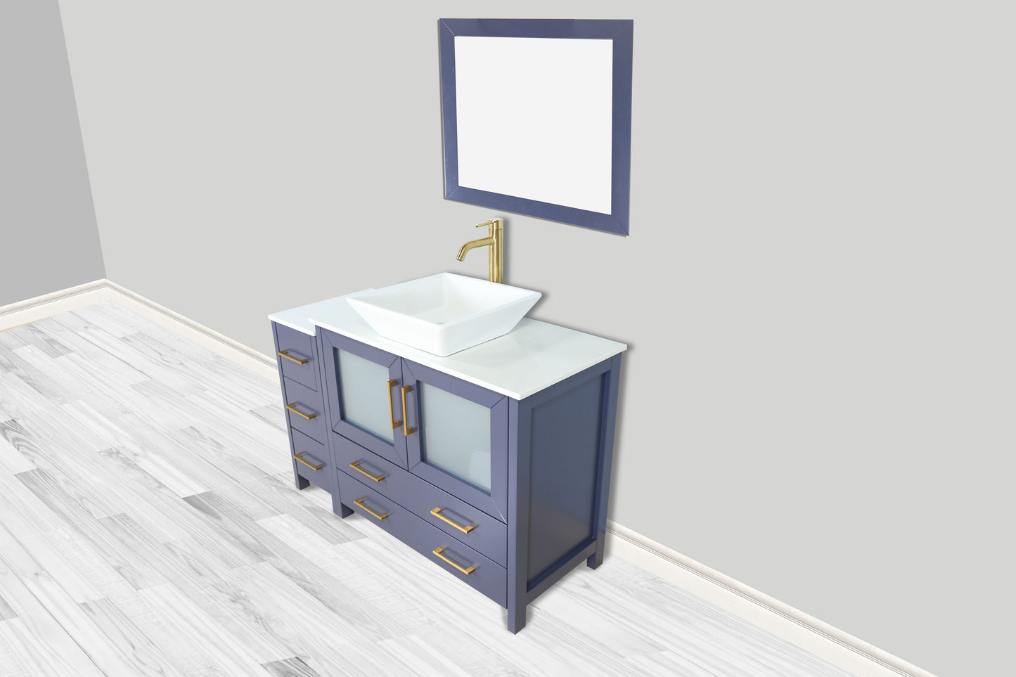 48 Inch Single Sink Bathroom Vanity in Blue with Marble Countertop - Vanity Art VA3136-48B