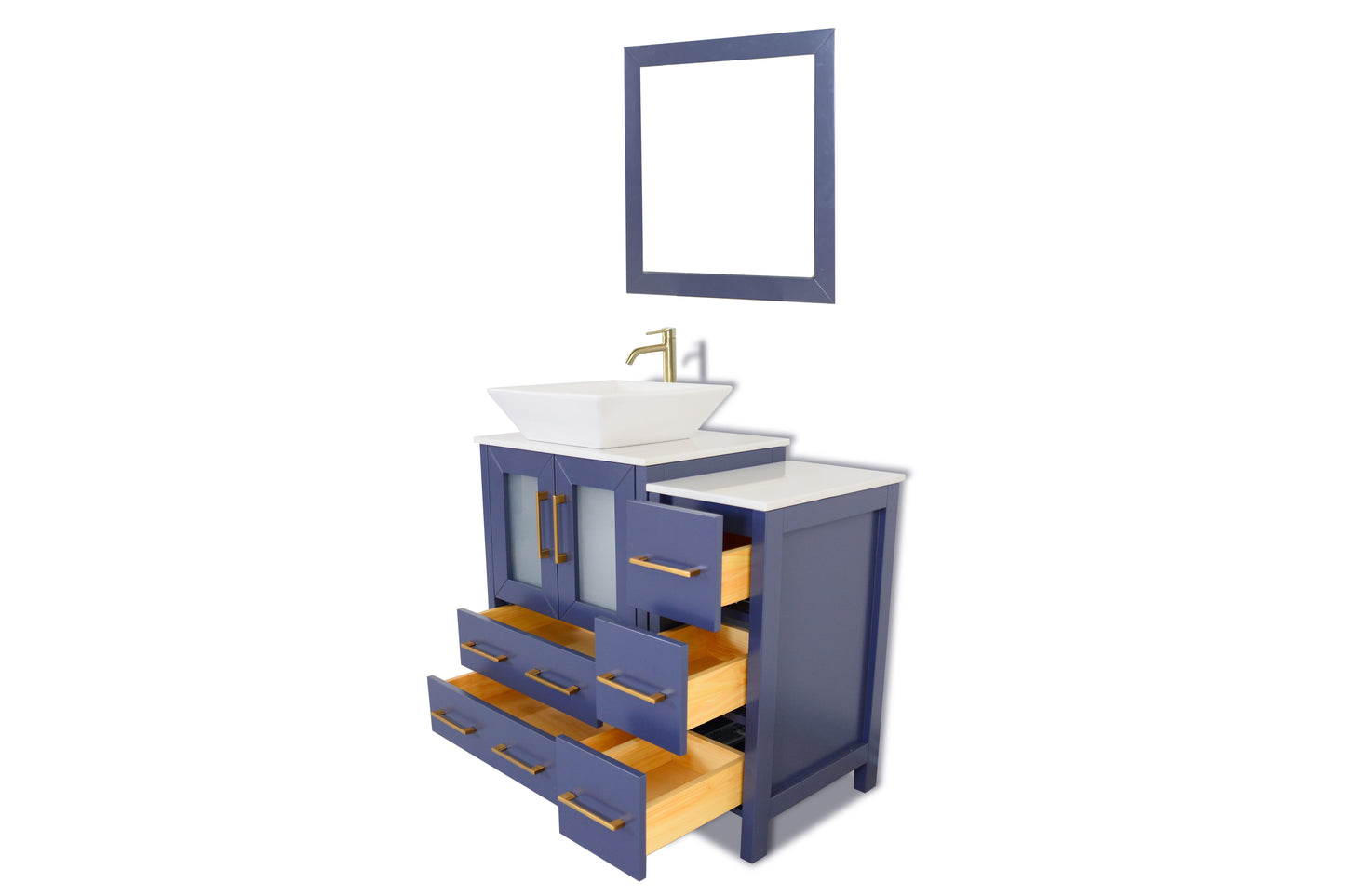 36 Inch Single Sink Bathroom Vanity in Blue with Marble Countertop - Vanity Art VA3124-36B