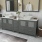 84 Inch Double Sink Bathroom Vanity in Gray with Marble Countertop - Vanity Art VA3136-84G