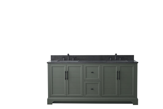 72 Inch Double Sink Bathroom Vanity in Vintage Green with Marble Countertop & Backsplash - Vanity Art VA5072-DVG