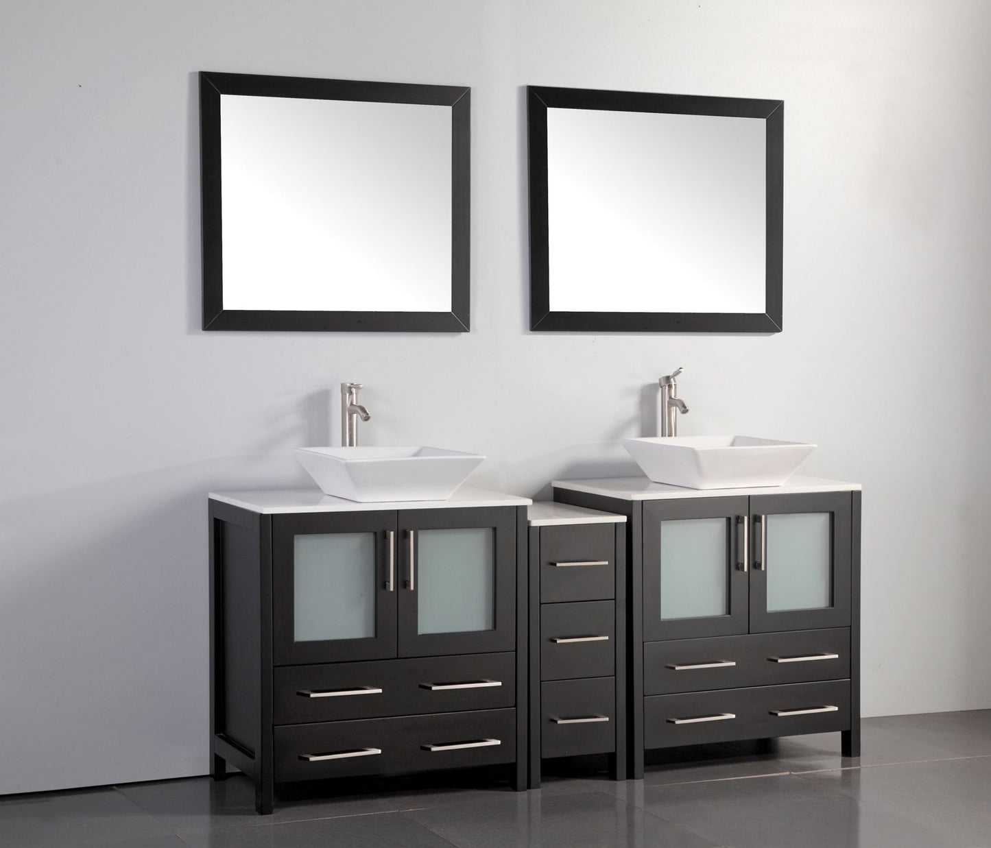 72 Inch Double Sink Bathroom Vanity in Espresso with Marble Countertop - Vanity Art VA3130-72E