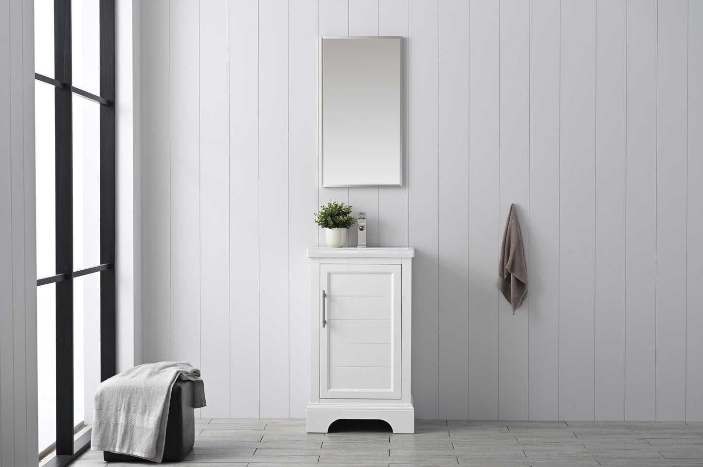 20 Inch Single Sink Bathroom Vanity in White with Ceramic Sink and Countertop - Vanity Art VA5020-W