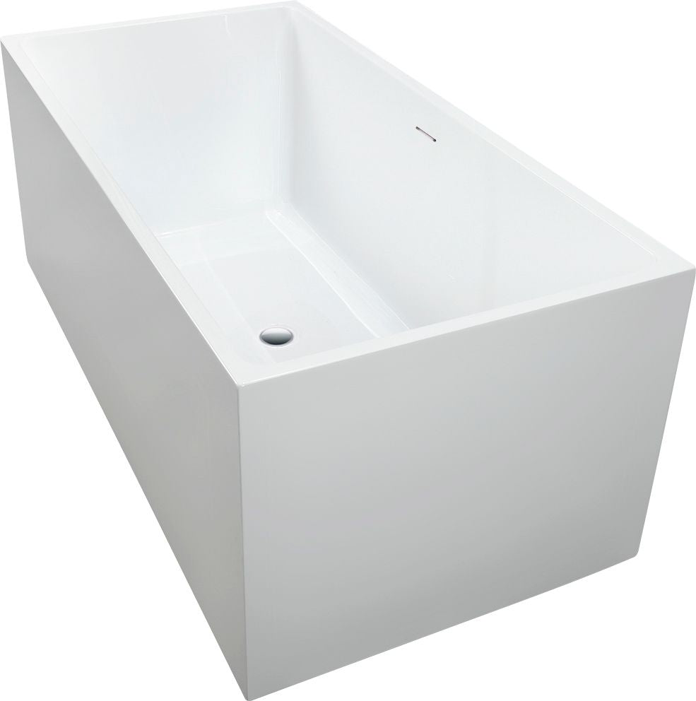 67 Inch Freestanding White Acrylic Bathtub with Overflow And Pop-Up Drain - Vanity Art VA6813B-L-PC