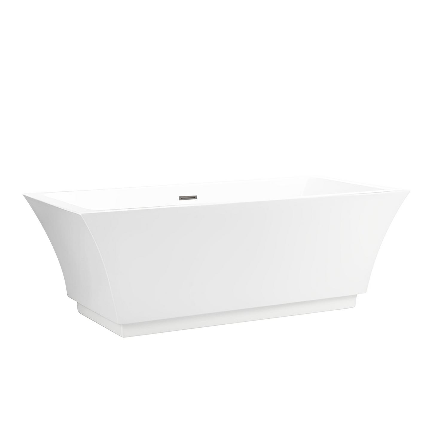 67 Inch Freestanding White Acrylic Bathtub with Overflow And Pop-Up Drain - Vanity Art VA6817-L-BN