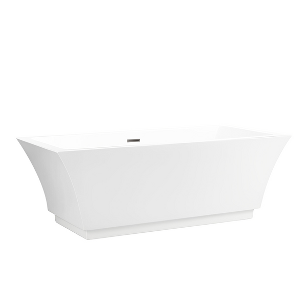 67 Inch Freestanding White Acrylic Bathtub with Overflow And Pop-Up Drain - Vanity Art VA6817-L-BN