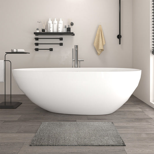 Freestanding Solid Surface Resin Matte Bathtub 67 Inch x 33.5 Inch - Vanity Art VA6913-ML