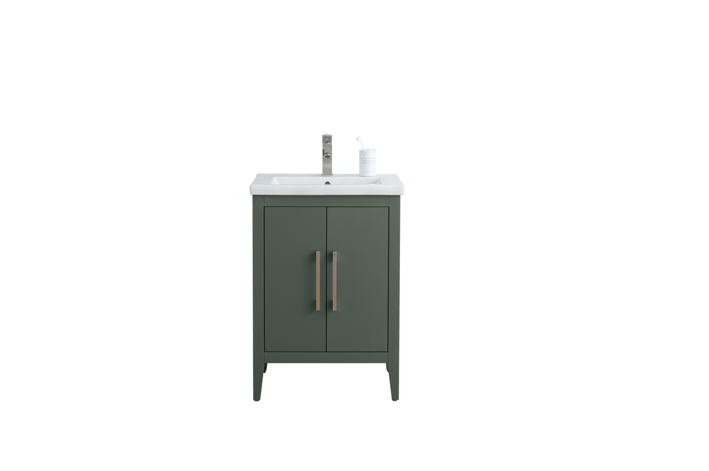 24 Inch Single Sink Bathroom Vanity in Vintage Green with Ceramic Top - Vanity Art VA9024-VG