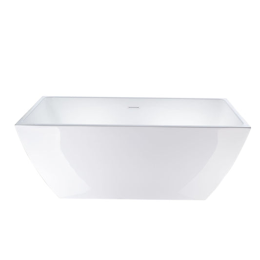 67 Inch Freestanding White Acrylic Bathtub with Overflow And Pop-Up Drain - Vanity Art VA6821-LPW