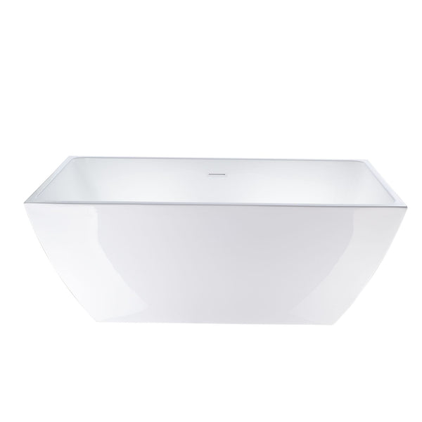 67 Inch Freestanding White Acrylic Bathtub with Overflow And Pop-Up Drain - Vanity Art VA6821-LPW