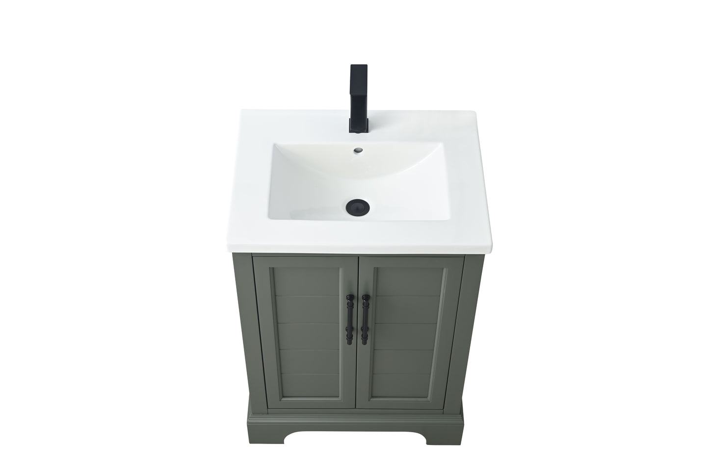 24 Inch Single Sink Bathroom Vanity in Vintage Green with Ceramic Sink and Countertop - Vanity Art VA5024-VG