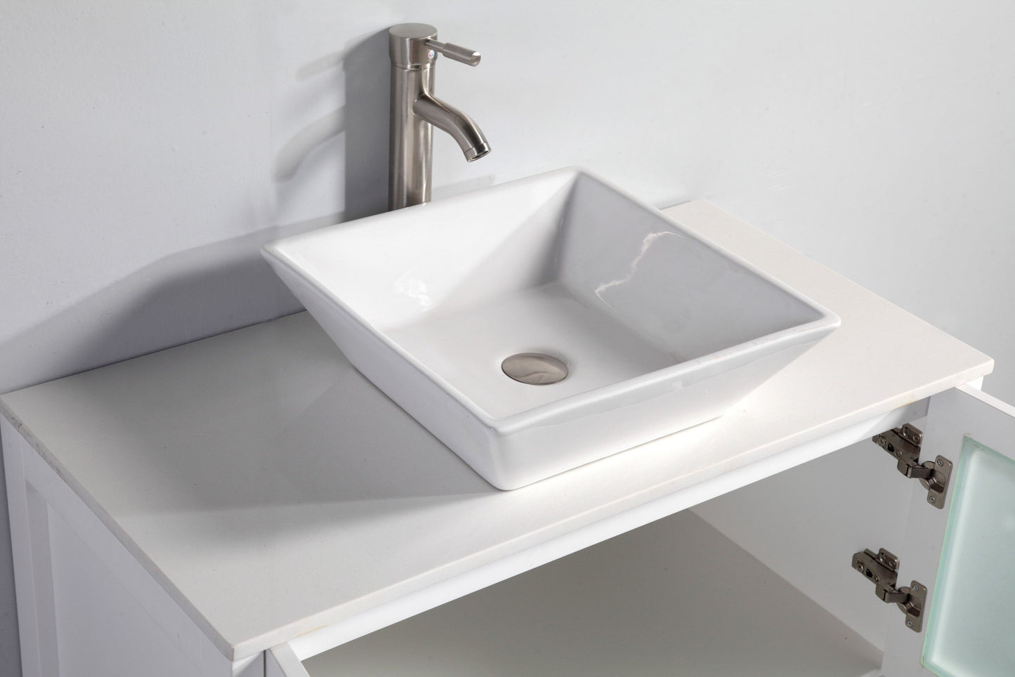 108 Inch Double Sink Bathroom Vanity in White with Marble Countertop - Vanity Art VA3136-108W