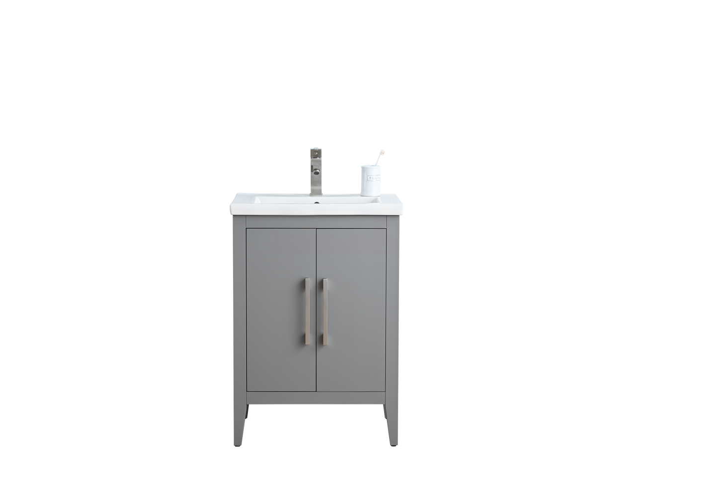 24 Inch Single Sink Bathroom Vanity in Cashmere Gray with Ceramic Top - Vanity Art VA9024-G