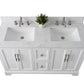 54 Inch Double Sink Bathroom Vanity in White with Marble Countertop & Backsplash - Vanity Art VA5054-W