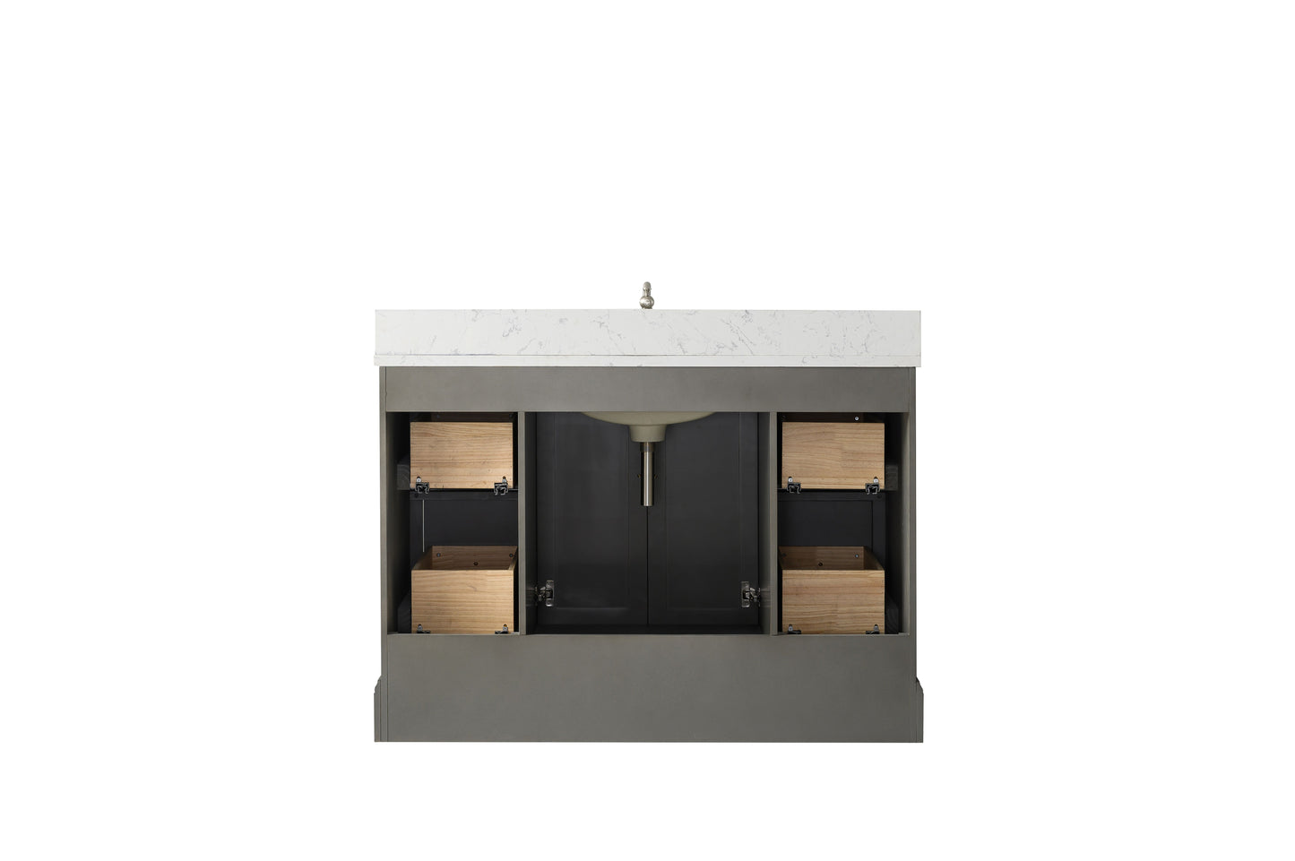 48 Inch Single Sink Bathroom Vanity in Gray with Marble Countertop & Backsplash - Vanity Art VA5048-SG