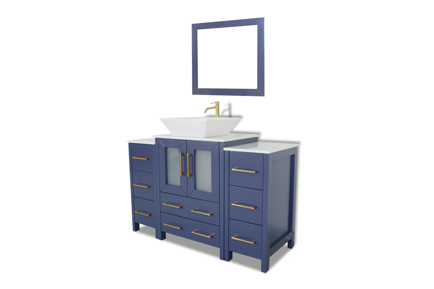 48 Inch Single Sink Bathroom Vanity in Blue with Marble Countertop - Vanity Art VA3124-48B