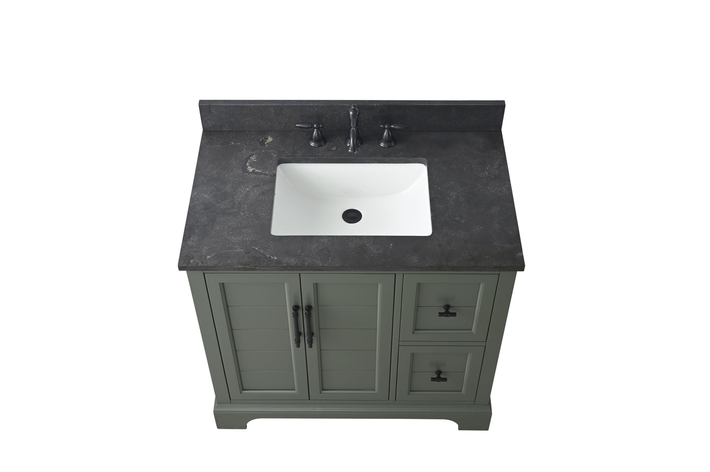 36 Inch Single Sink Bathroom Vanity in Vintage Green with Marble Countertop & Backsplash - Vanity Art VA5036-VG