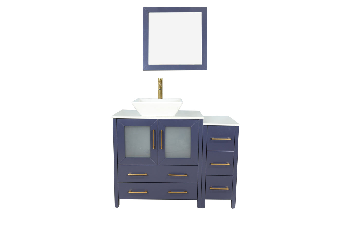 42 Inch Single Sink Bathroom Vanity in Blue with Marble Countertop - Vanity Art VA3130-42B