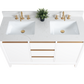 54 Inch Double Sink Bathroom Vanity in White with Marble Countertop - Vanity Art VA8054-DW