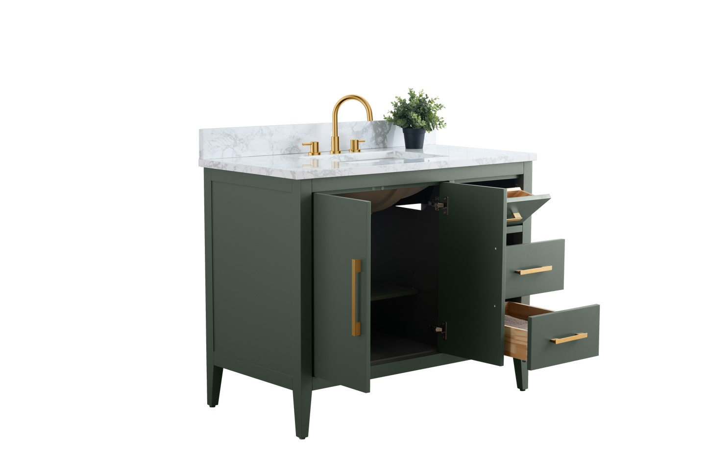 42 Inch Single Sink Bathroom Vanity in Vintage Green with Marble Countertop - Vanity Art VA9042-VG