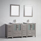 72 Inch Double Sink Bathroom Vanity in Gray with Ceramic Countertop - Vanity Art VA3024-72G