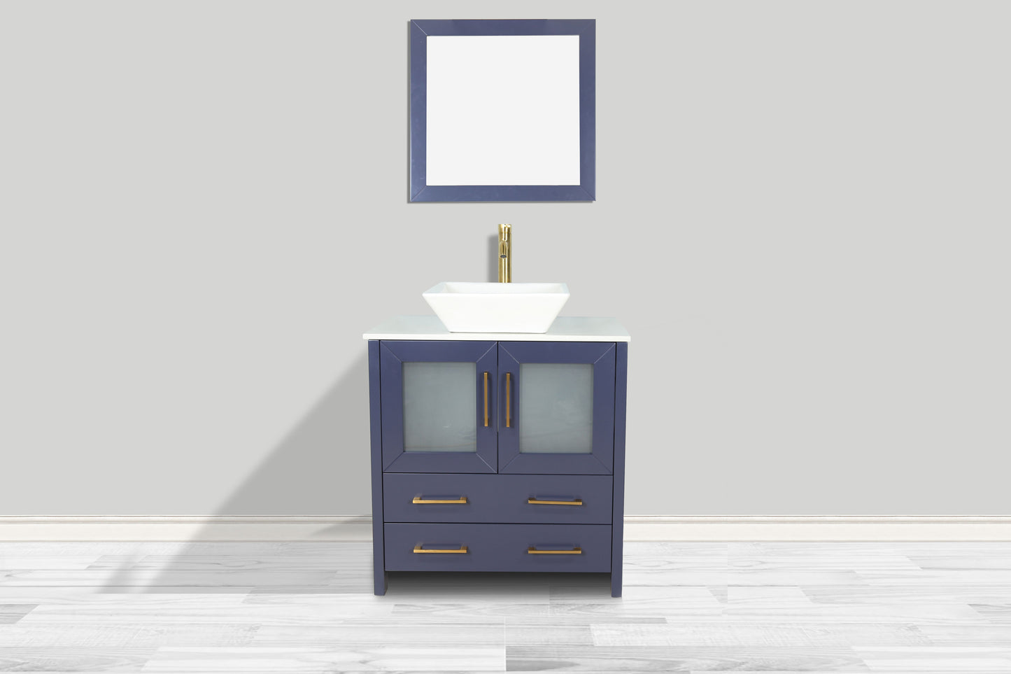 30 Inch Single Sink Bathroom Vanity in Blue with Marble Countertop - Vanity Art VA3130B