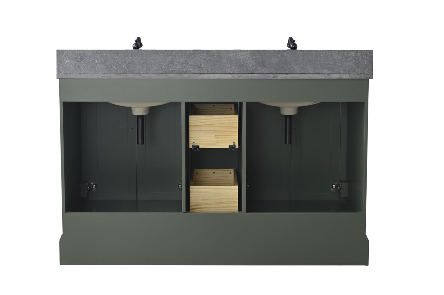 54 Inch Double Sink Bathroom Vanity in Vintage Green with Marble Countertop & Backsplash - Vanity Art VA5054-VG