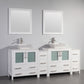 84 Inch Double Sink Bathroom Vanity in White with Marble Countertop - Vanity Art VA3130-84W