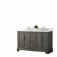 54 Inch Double Sink Bathroom Vanity in Gray with Marble Countertop & Backsplash - Vanity Art VA5054-SG