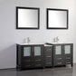 72 Inch Double Sink Bathroom Vanity in Espresso with Ceramic Countertop - Vanity Art VA3030-72E