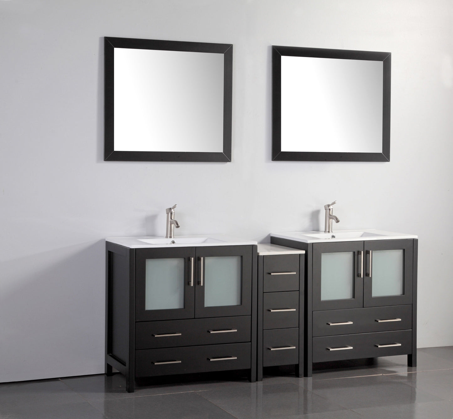 72 Inch Double Sink Bathroom Vanity in Espresso with Ceramic Countertop - Vanity Art VA3030-72E