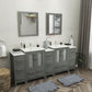 84 Inch Double Sink Bathroom Vanity in Gray with Ceramic Countertop - Vanity Art VA3024-84G