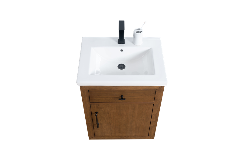 24 Inch Single Sink Bathroom Vanity in Tan with Marble Countertop - Vanity Art VA7024-T