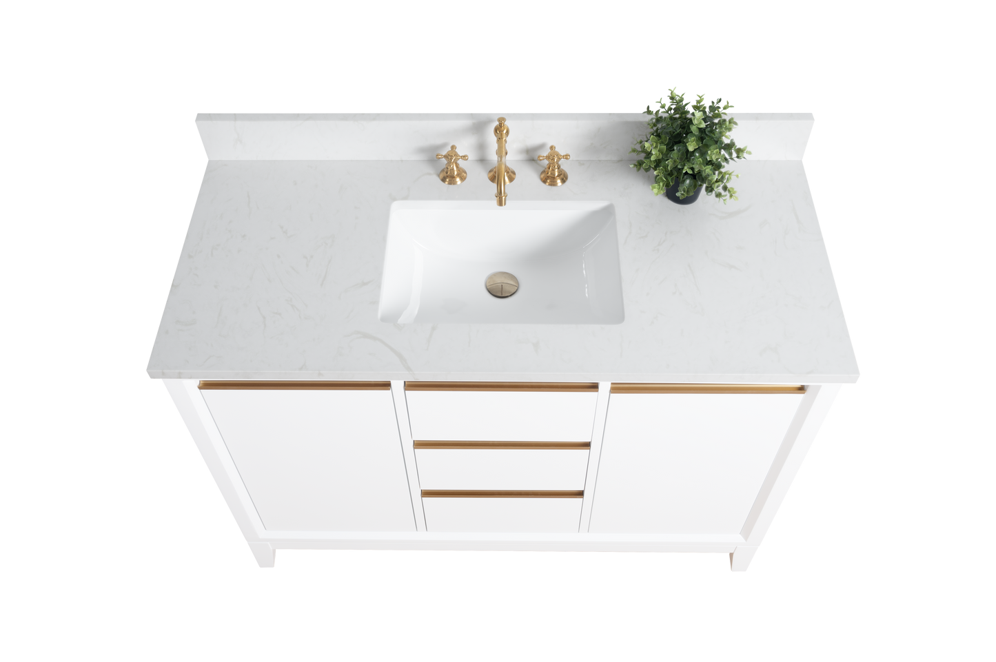 48 Inch Single Sink Bathroom Vanity in White with Marble Countertop - Vanity Art VA8048-W