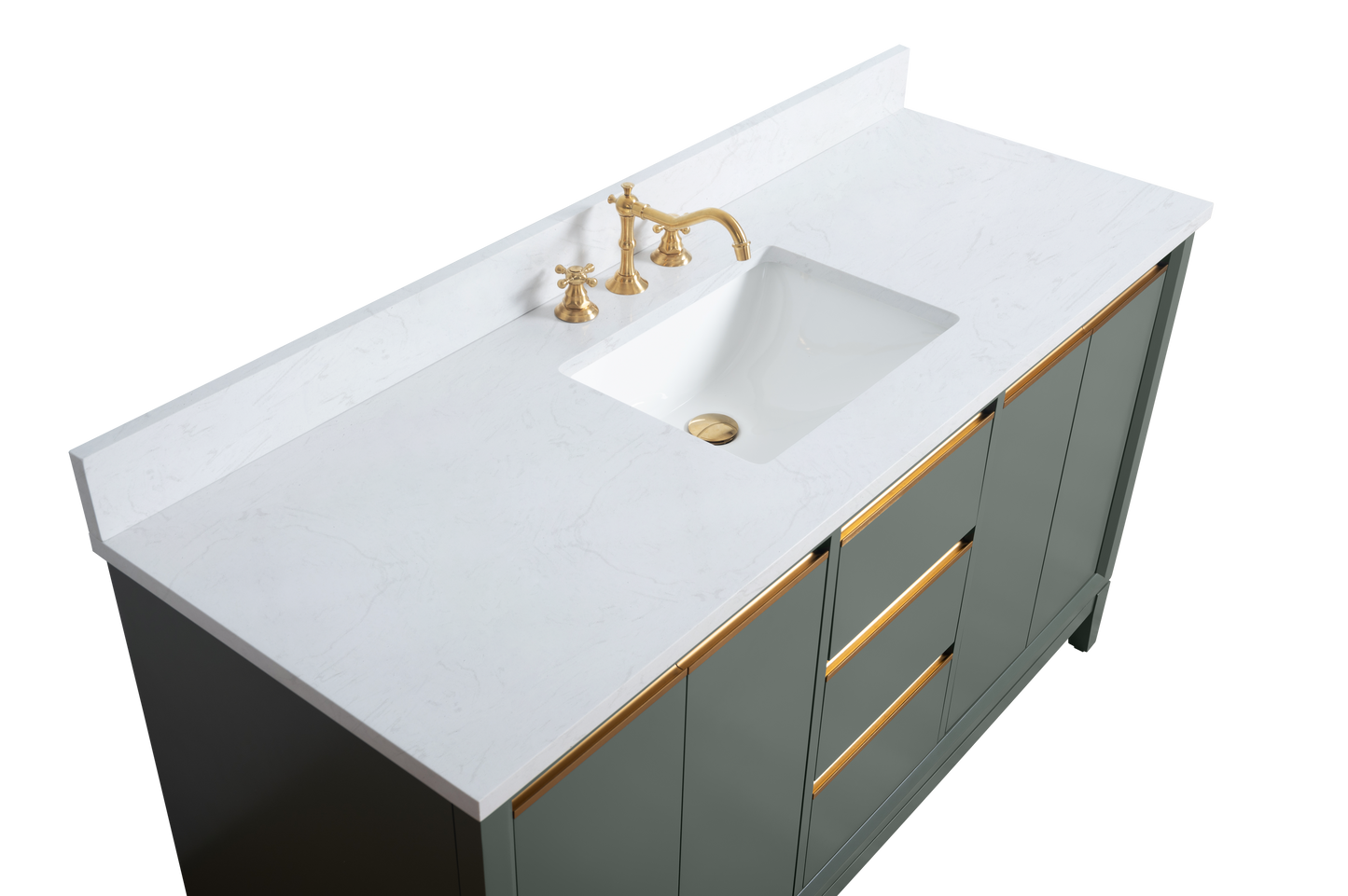 60 Inch Single Sink Bathroom Vanity in Vintage Green with Marble Countertop - Vanity Art VA8060-SVG