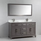 60 Inch Double Sink Bathroom Vanity in Gray with White Marble Countertop - Vanity Art VA1060DG